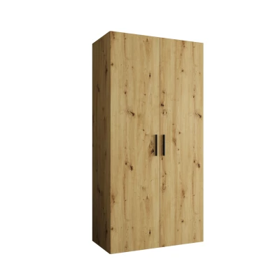Geräumiger Kleiderschrank HELMA 1 100 cm - Eiche handwerklich gefertigt / schwarze Griffe