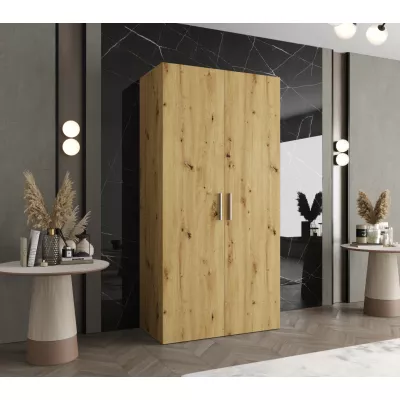 Geräumiger Kleiderschrank HELMA 1 100 cm - Eiche handgefertigt / silberne Griffe