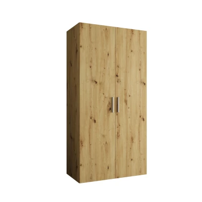 Geräumiger Kleiderschrank HELMA 1 100 cm - Eiche handgefertigt / silberne Griffe