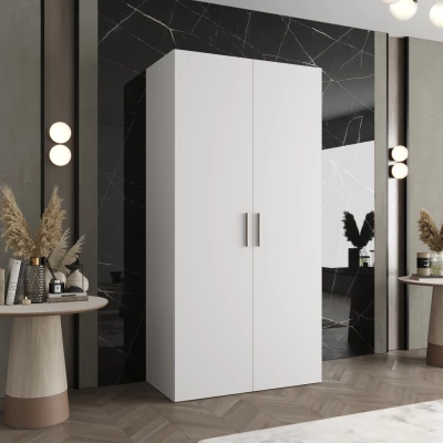 Geräumiger Kleiderschrank HELMA 1 100 cm - weiß / silberne Griffe