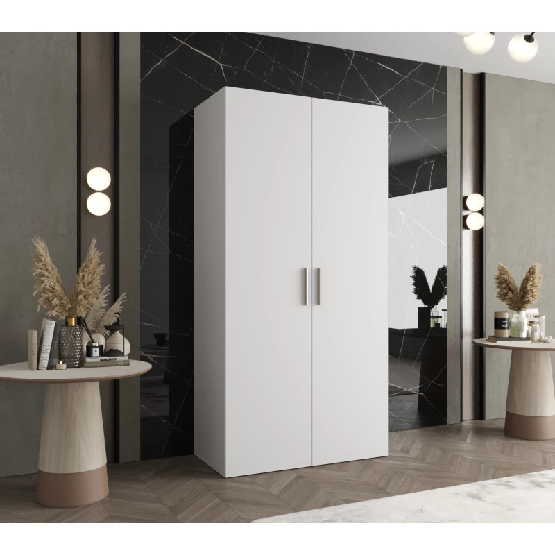 Geräumiger Kleiderschrank HELMA 1 100 cm - weiß / silberne Griffe