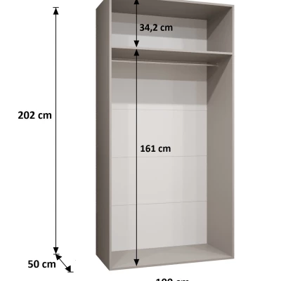Geräumiger Kleiderschrank HELMA 1 100 cm - weiß / silberne Griffe
