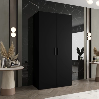 Geräumiger Kleiderschrank HELMA 1 100 cm - schwarz / schwarze Griffe