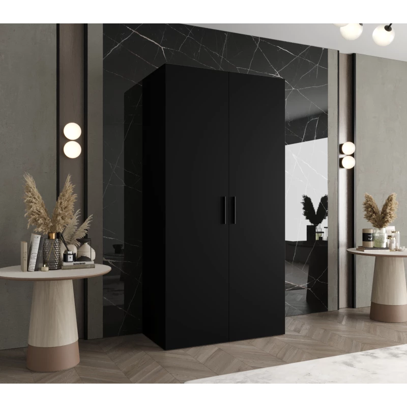 Geräumiger Kleiderschrank HELMA 1 100 cm - schwarz / schwarze Griffe