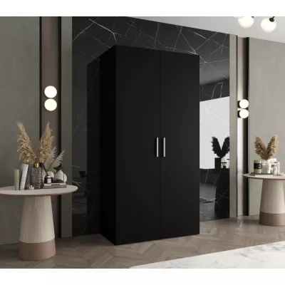 Geräumiger Kleiderschrank HELMA 1 100 cm - schwarz / silberne Griffe