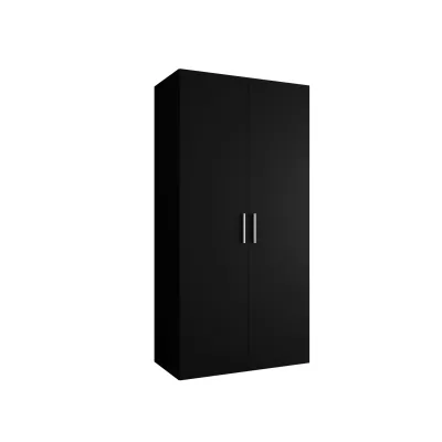 Geräumiger Kleiderschrank HELMA 1 100 cm - schwarz / silberne Griffe