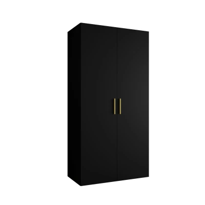 Geräumiger Kleiderschrank HELMA 1 100 cm - schwarz / goldene Griffe