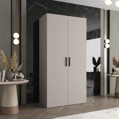 Geräumiger Kleiderschrank HELMA 1 100 cm - Kaschmir / schwarze Griffe