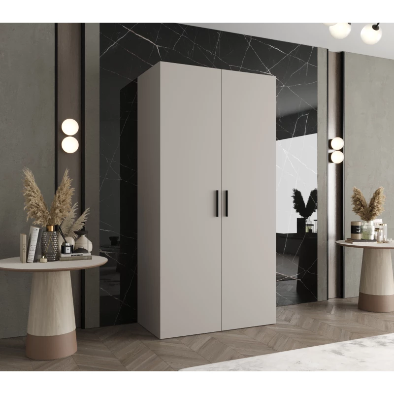 Geräumiger Kleiderschrank HELMA 1 100 cm - Kaschmir / schwarze Griffe