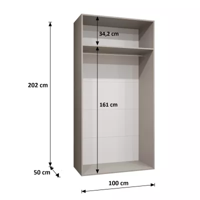 Geräumiger Kleiderschrank HELMA 1 100 cm - Kaschmir / silberne Griffe