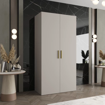 Geräumiger Kleiderschrank HELMA 1 100 cm - Kaschmir / goldene Griffe