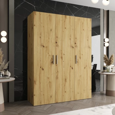 Geräumiger Kleiderschrank HELMA 1 150 cm - Eiche handgefertigt / silberne Griffe