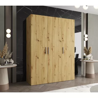 Geräumiger Kleiderschrank HELMA 1 150 cm - Eiche handgefertigt / silberne Griffe