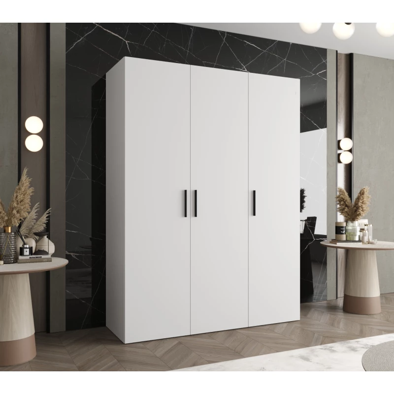 Geräumiger Kleiderschrank HELMA 1 150 cm - weiß / schwarze Griffe