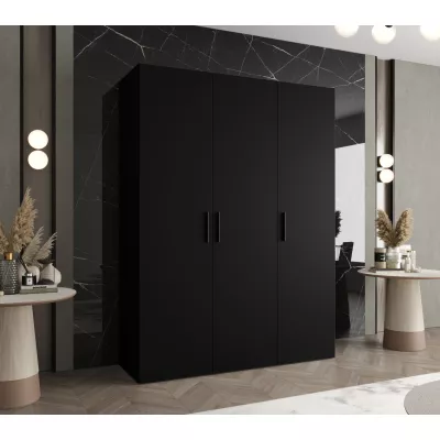 Geräumiger Kleiderschrank HELMA 1 150 cm - schwarz / schwarze Griffe