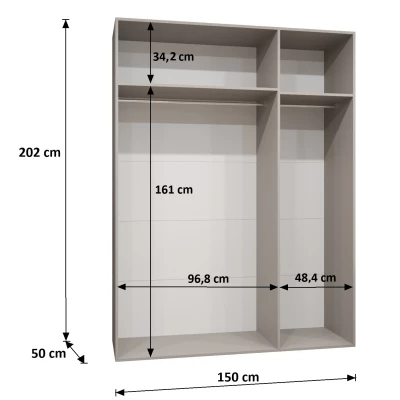 Geräumiger Kleiderschrank HELMA 1 150 cm - schwarz / silberne Griffe
