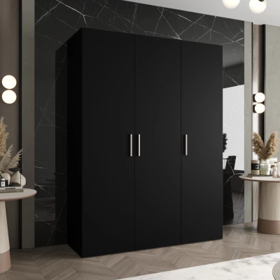 Geräumiger Kleiderschrank HELMA 1 150 cm - schwarz / silberne Griffe