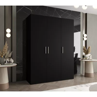 Geräumiger Kleiderschrank HELMA 1 150 cm - schwarz / silberne Griffe