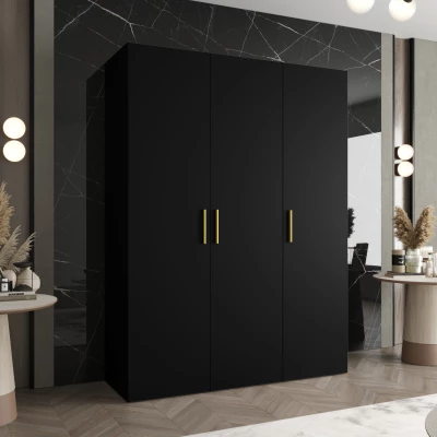 Geräumiger Kleiderschrank HELMA 1 150 cm - schwarz / goldene Griffe