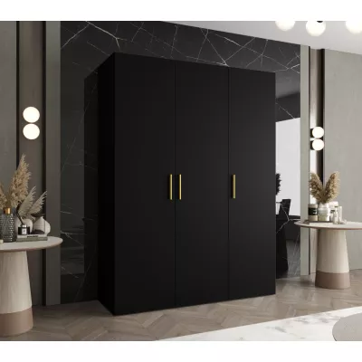 Geräumiger Kleiderschrank HELMA 1 150 cm - schwarz / goldene Griffe