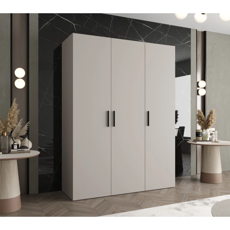 Geräumiger Kleiderschrank HELMA 1 150 cm - Kaschmir / schwarze Griffe