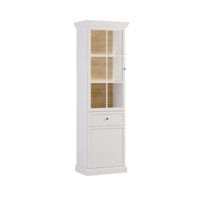 Vitrine mit Glasteil LUCARA - weiß / Eiche