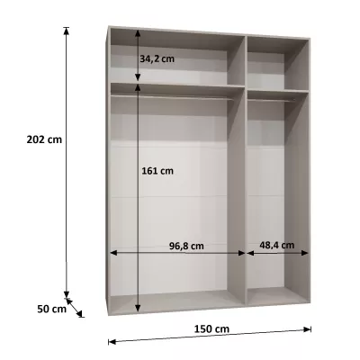 Geräumiger Kleiderschrank HELMA 1 150 cm - Kaschmir / silberne Griffe