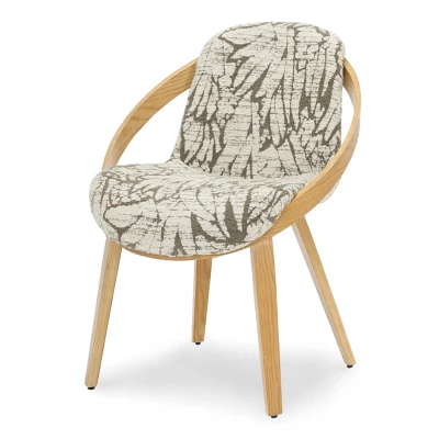 Designer-Esszimmerstuhl HODA – beige-grau / Eiche