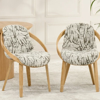 Designer-Esszimmerstuhl HODA – beige-grau / Eiche