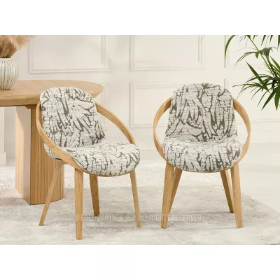 Designer-Esszimmerstuhl HODA – beige-grau / Eiche