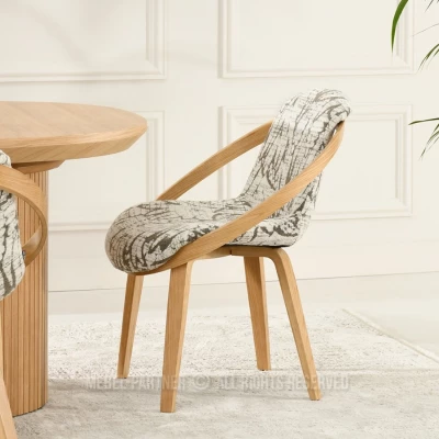 Designer-Esszimmerstuhl HODA – beige-grau / Eiche