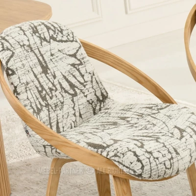 Designer-Esszimmerstuhl HODA – beige-grau / Eiche