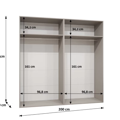 Geräumiger Kleiderschrank HELMA 1.200 cm - Kaschmir / schwarze Griffe