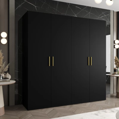 Geräumiger Kleiderschrank HELMA 1.200 cm - schwarz / goldene Griffe