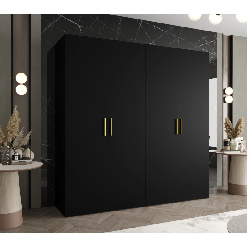 Geräumiger Kleiderschrank HELMA 1.200 cm - schwarz / goldene Griffe