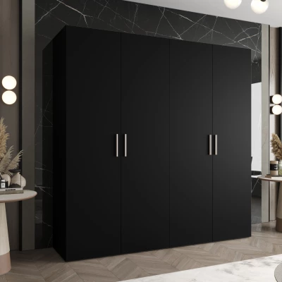 Geräumiger Kleiderschrank HELMA 1.200 cm - schwarz / silberne Griffe