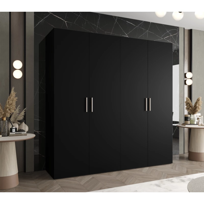 Geräumiger Kleiderschrank HELMA 1.200 cm - schwarz / silberne Griffe
