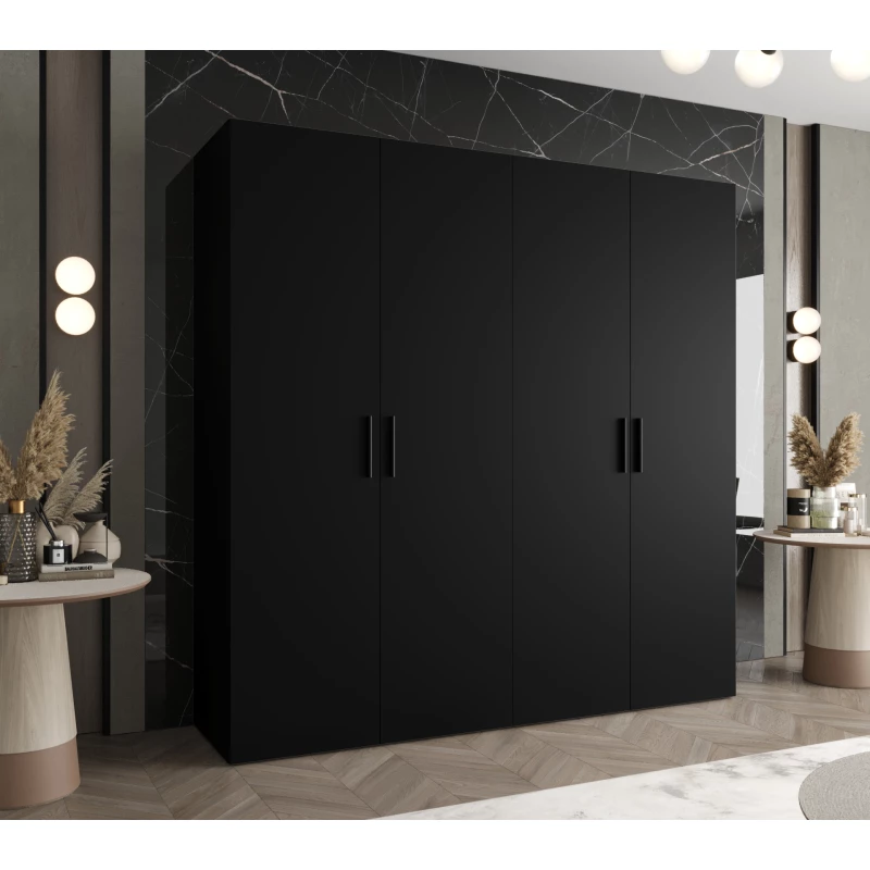 Geräumiger Kleiderschrank HELMA 1.200 cm - schwarz / schwarze Griffe