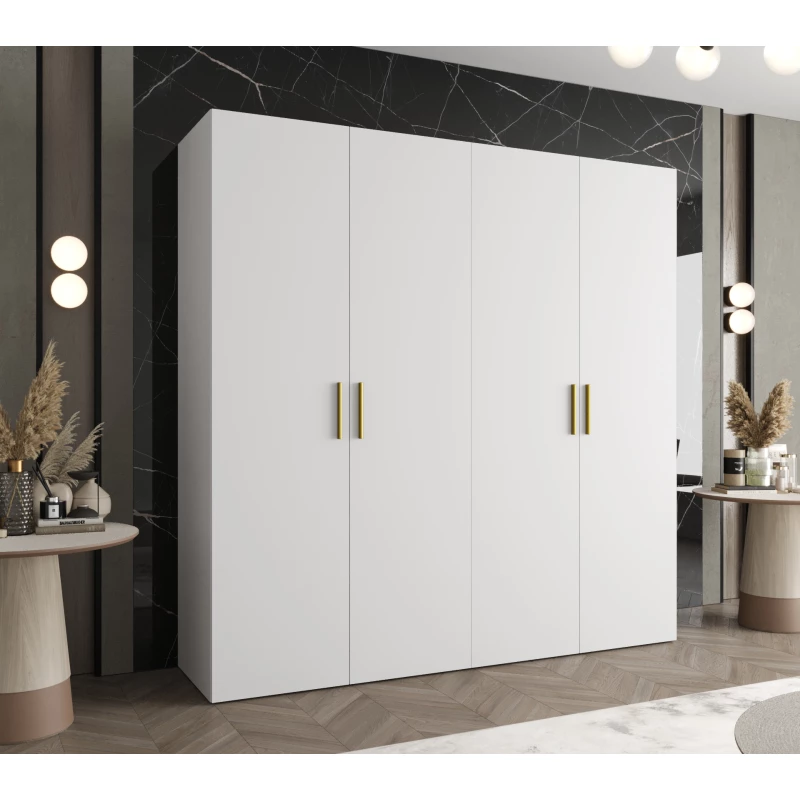 Geräumiger Kleiderschrank HELMA 1.200 cm - weiß / goldene Griffe