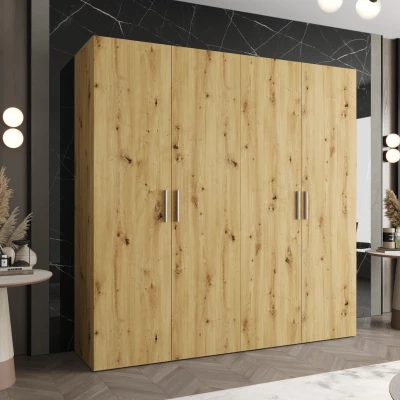 Geräumiger Kleiderschrank HELMA 1.200 cm - handgefertigte Eiche / silberne Griffe