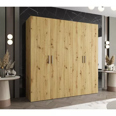 Geräumiger Kleiderschrank HELMA 1.200 cm - handgefertigte Eiche / silberne Griffe