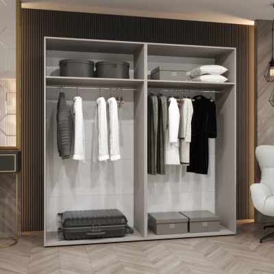 Geräumiger Kleiderschrank HELMA 1.200 cm - handgefertigte Eiche / silberne Griffe