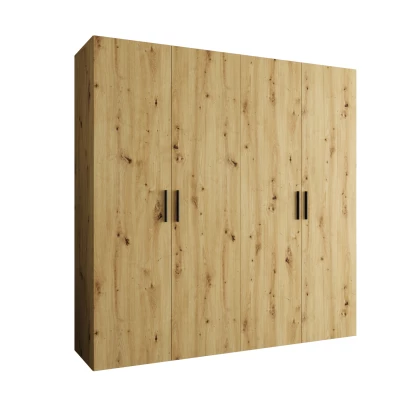 Geräumiger Kleiderschrank HELMA 1.200 cm - Eiche handgefertigt / schwarze Griffe