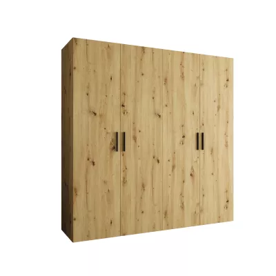 Geräumiger Kleiderschrank HELMA 1.200 cm - Eiche handgefertigt / schwarze Griffe