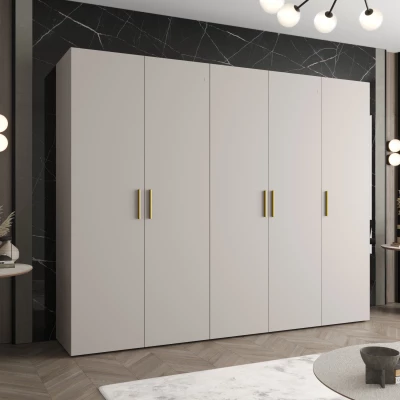 Geräumiger Kleiderschrank HELMA 1.250 cm - Kaschmir / goldene Griffe