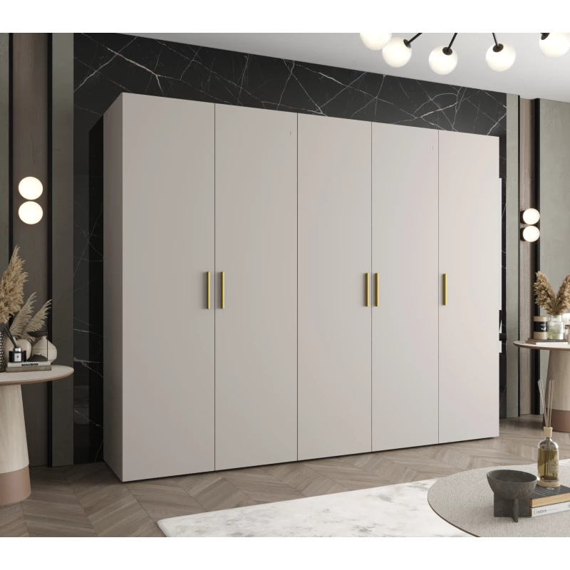 Geräumiger Kleiderschrank HELMA 1.250 cm - Kaschmir / goldene Griffe
