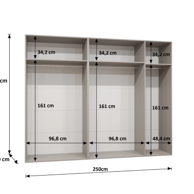 Geräumiger Kleiderschrank HELMA 1.250 cm - Kaschmir / silberne Griffe