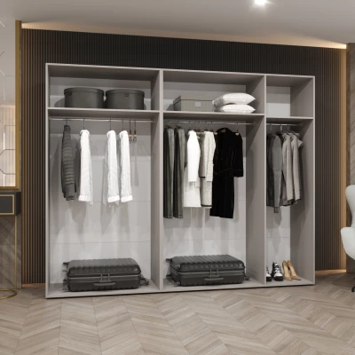 Geräumiger Kleiderschrank HELMA 1.250 cm - Kaschmir / silberne Griffe