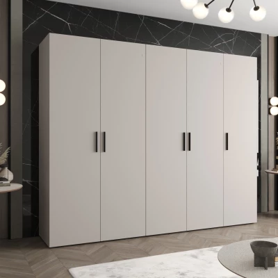 Geräumiger Kleiderschrank HELMA 1.250 cm - Kaschmir / schwarze Griffe