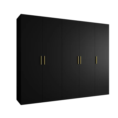 Geräumiger Kleiderschrank HELMA 1.250 cm - schwarz / goldene Griffe